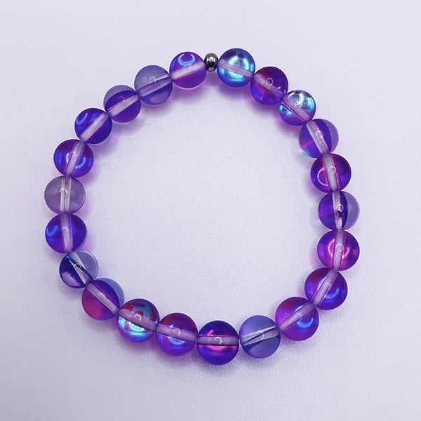 Featherly Purple Mermaid Glass Stacker Beaded Bracelet