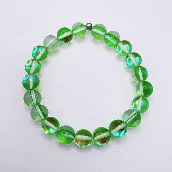 Featherly Green Mermaid Glass Stacker Beaded Bracelet