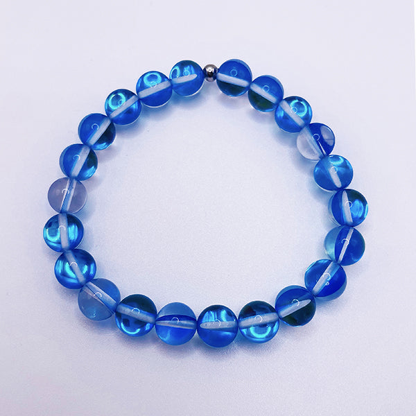 Featherly Blue Mermaid Glass Stacker Beaded Bracelet
