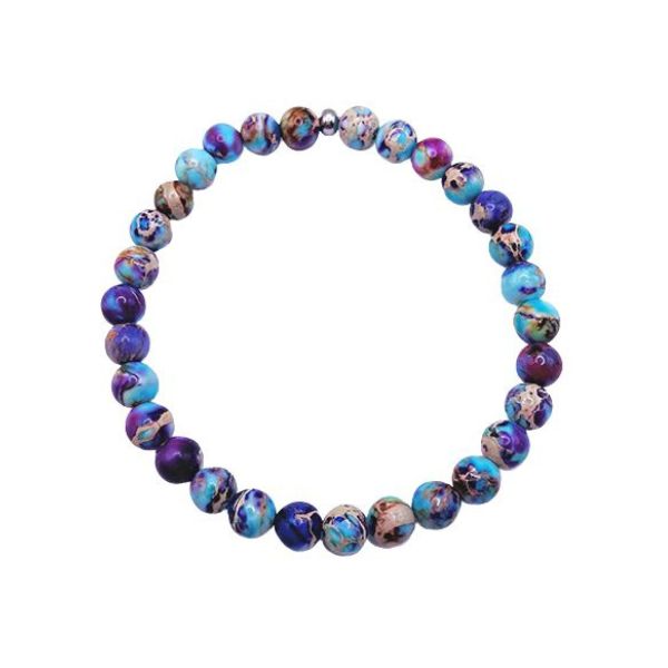 Featherly Purple Blue Impression Jasper Mini Stacker Beaded Gemstone Bracelet