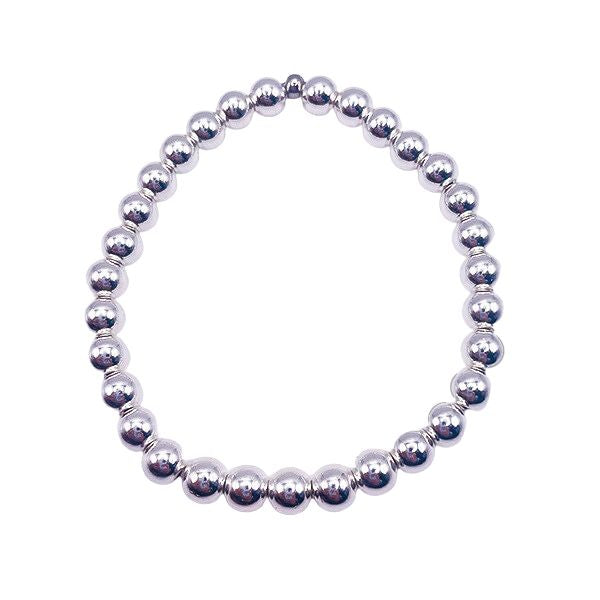Featherly Silver Hematite Mini Stacker Beaded Gemstone Crystal Bracelet