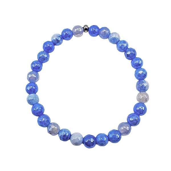 Featherly Periwinkle Fire Agate Mini Stacker Crystal Gemstone Beaded Bracelet