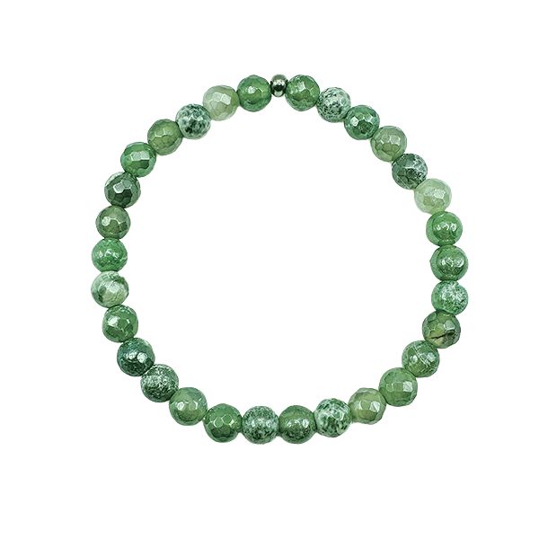 Featherly Green Fire Agate Mini Stacker Crystal Gemstone Beaded Bracelet