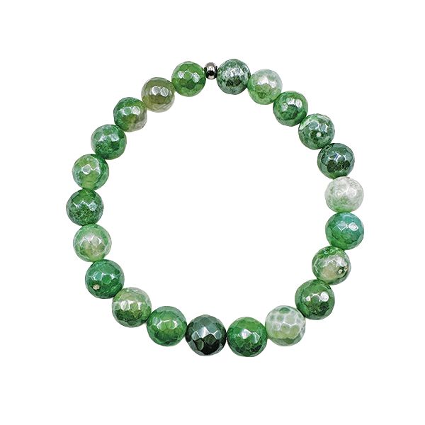 Featherly Green Fire Agate Stacker Crystal Gemstone Beaded Bracelet