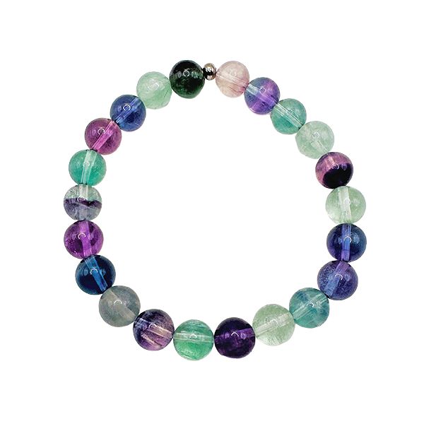 Featherly Rainbow Fluorite Stacker Crystal Gemstone Beaded Bracelet