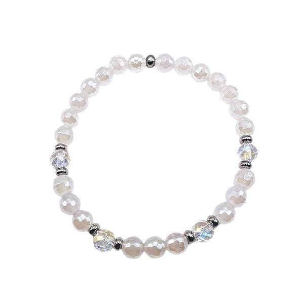Featherly Intuition White Agate Faceted 6mm Bracelet