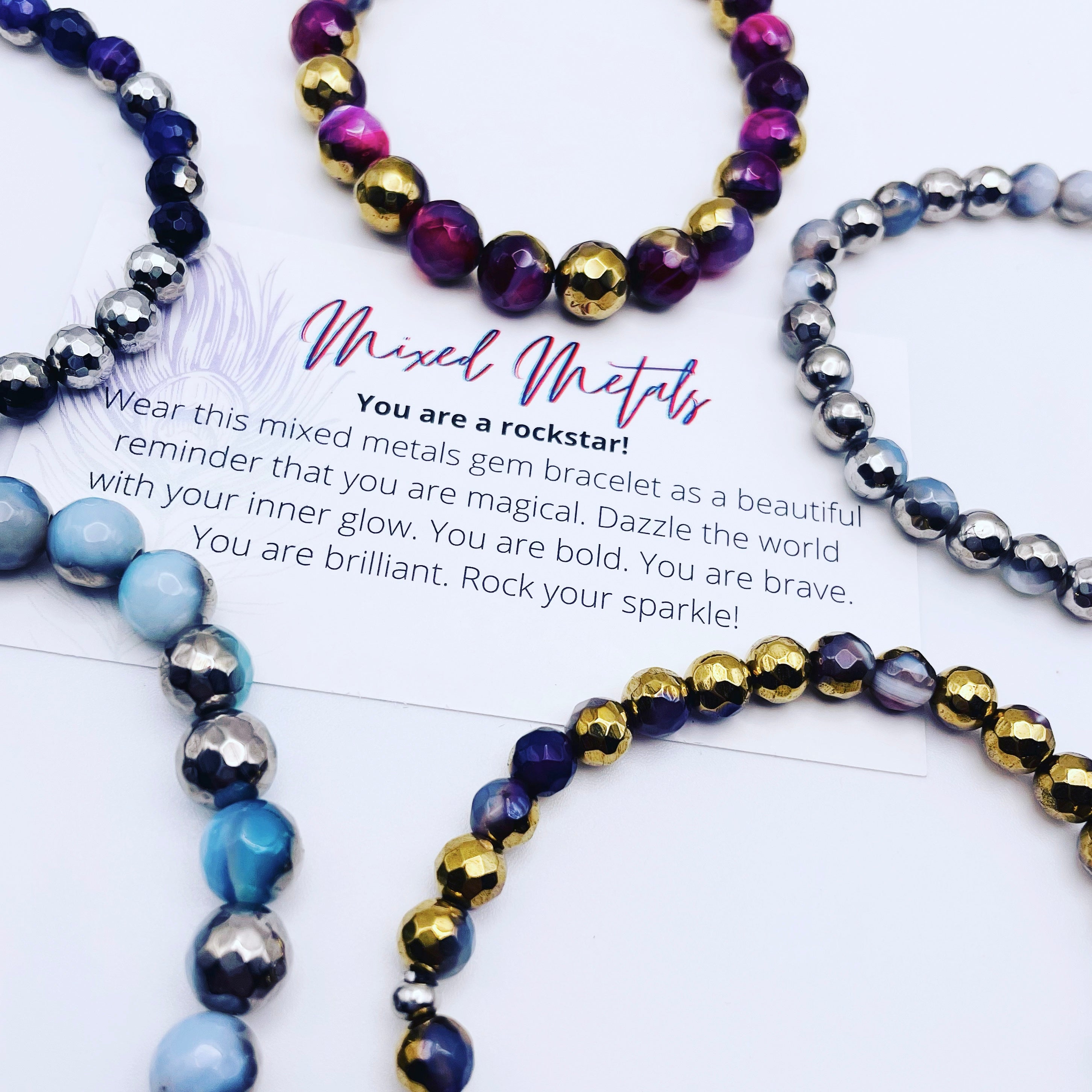 Brave & Bold - Silver Gray Agate Faceted Mini Stacker Bracelet