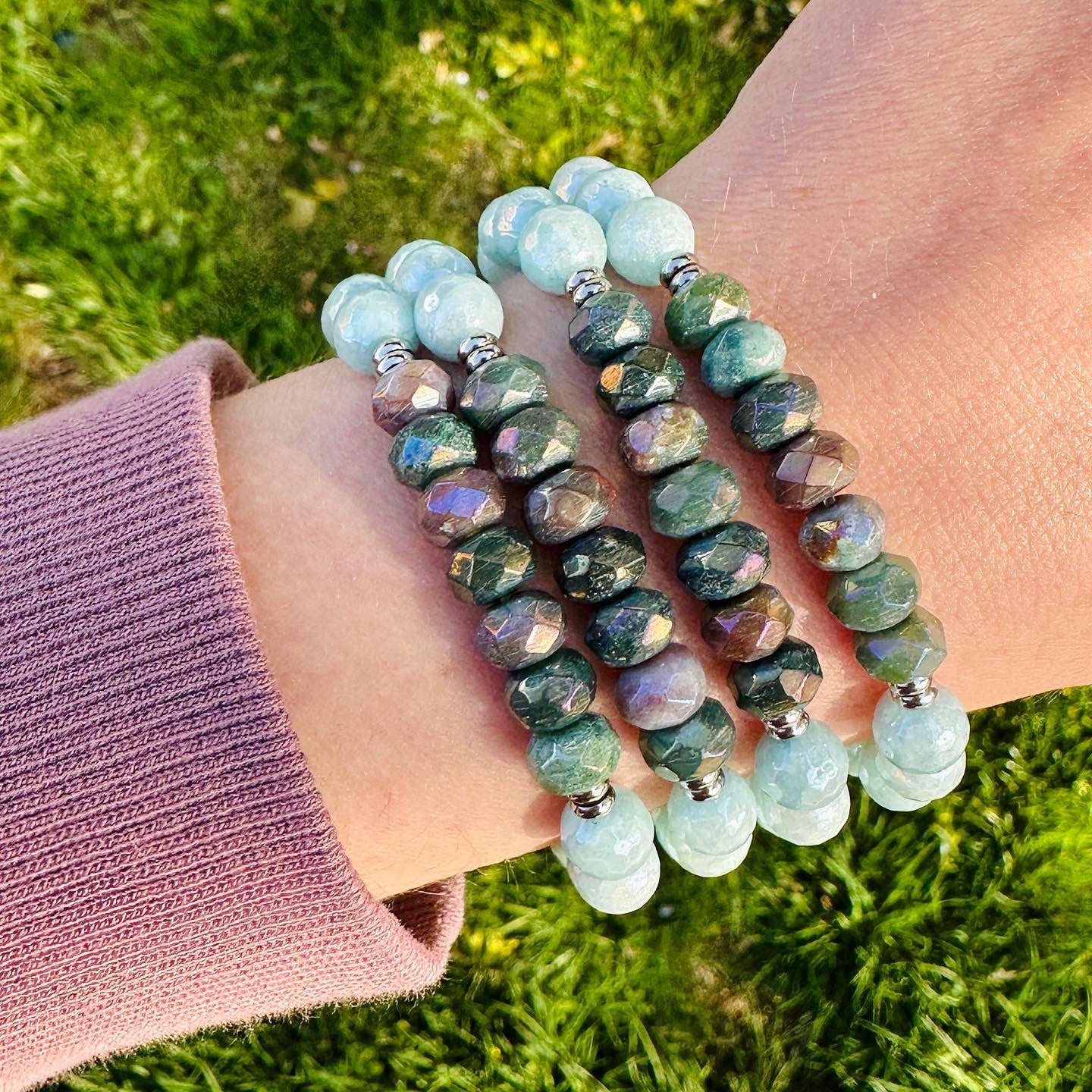 Positive Purpose - Indian Jade and Aqua Jade Bracelet