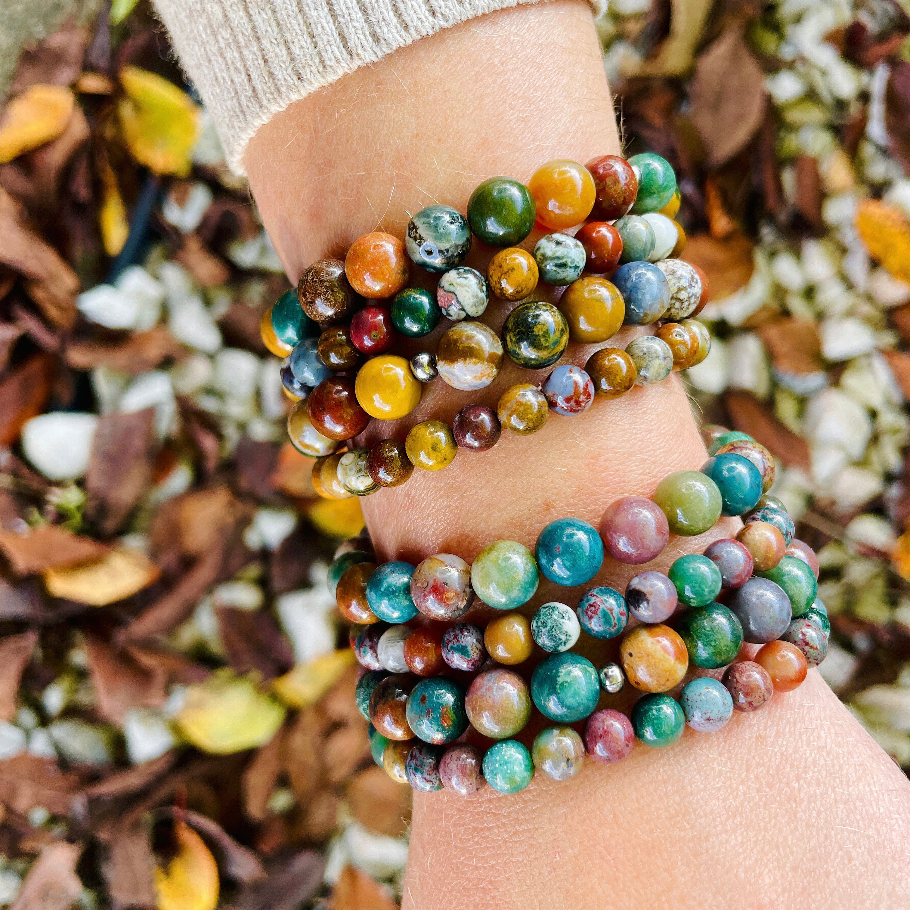 Renewal & Joy - Cool Ocean Jasper Stacker Bracelet