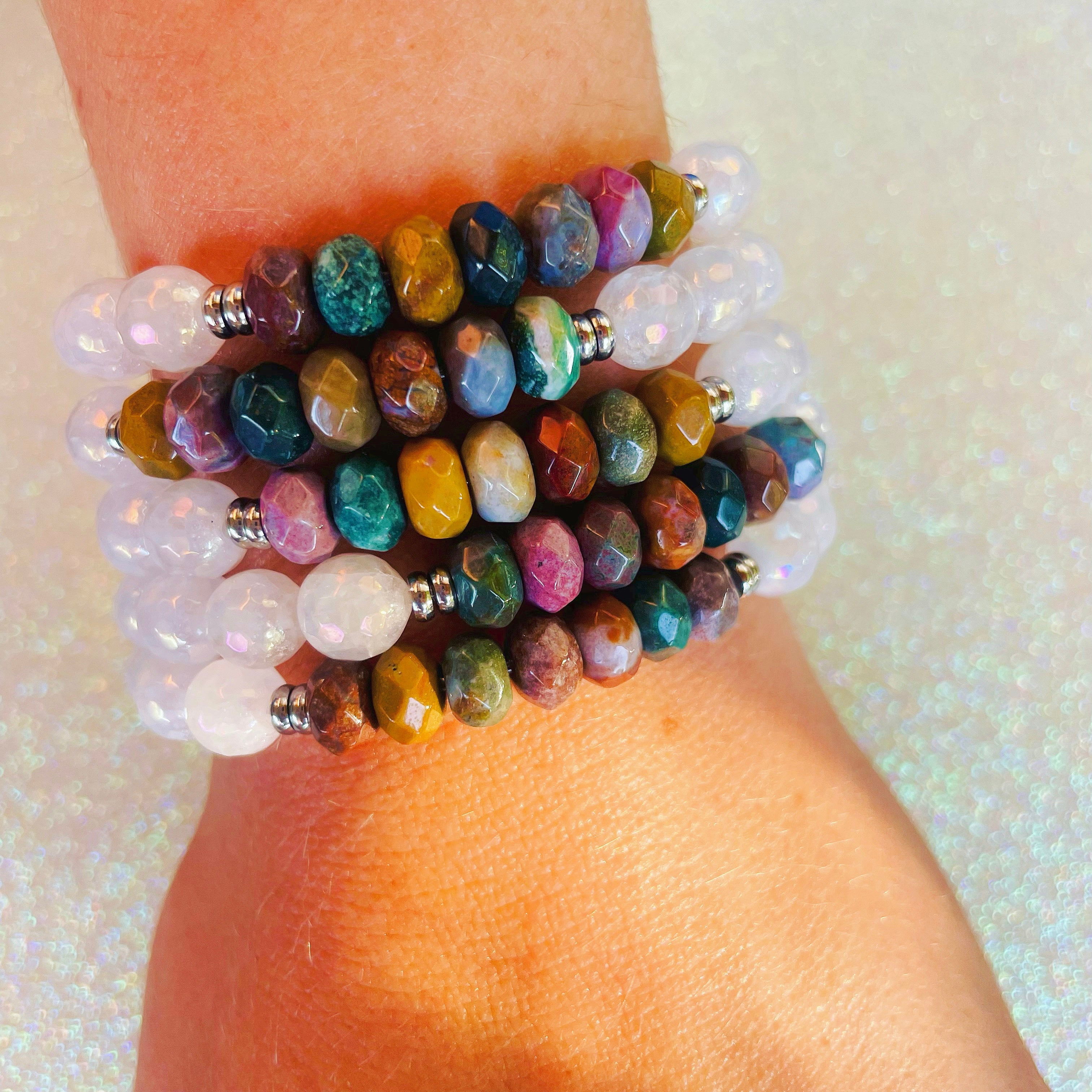 Positive Purpose - Ocean Jasper and White Jade Bracelet
