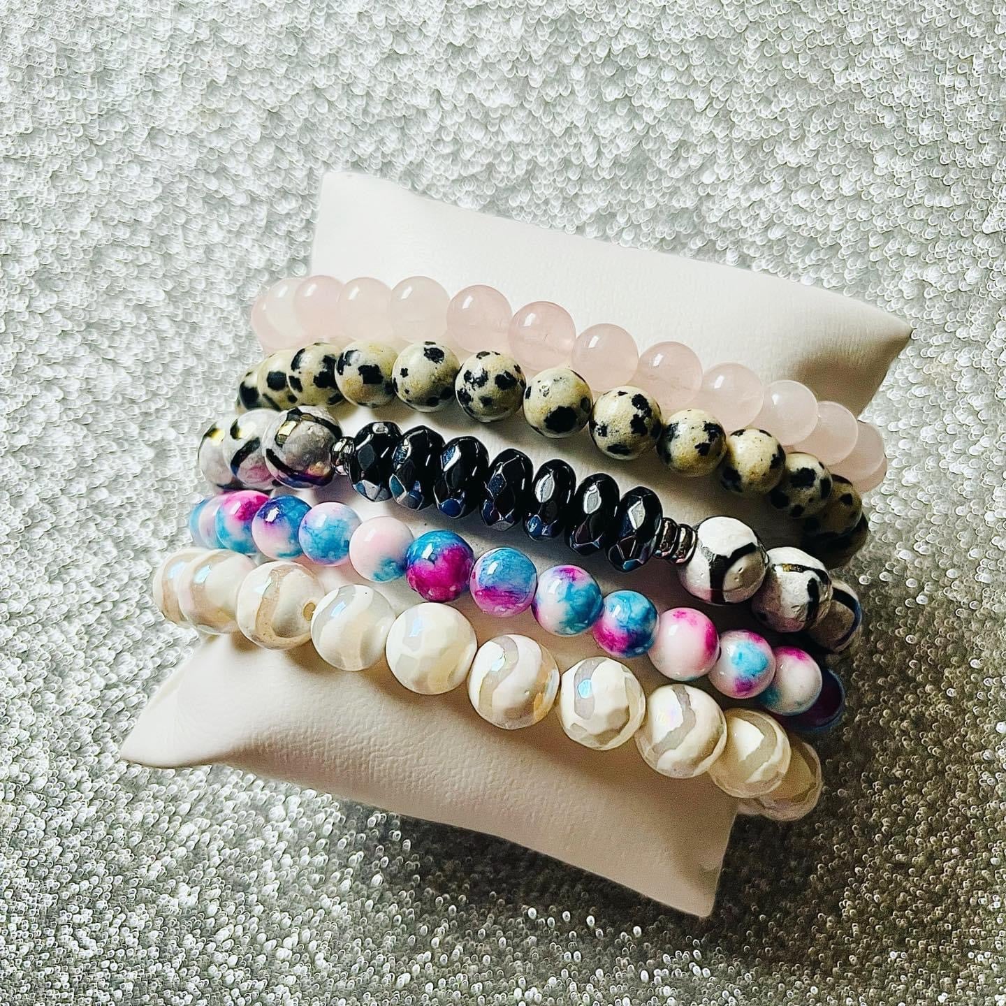 Positive Purpose - Black Agate and Tibetan Agate Bracelet