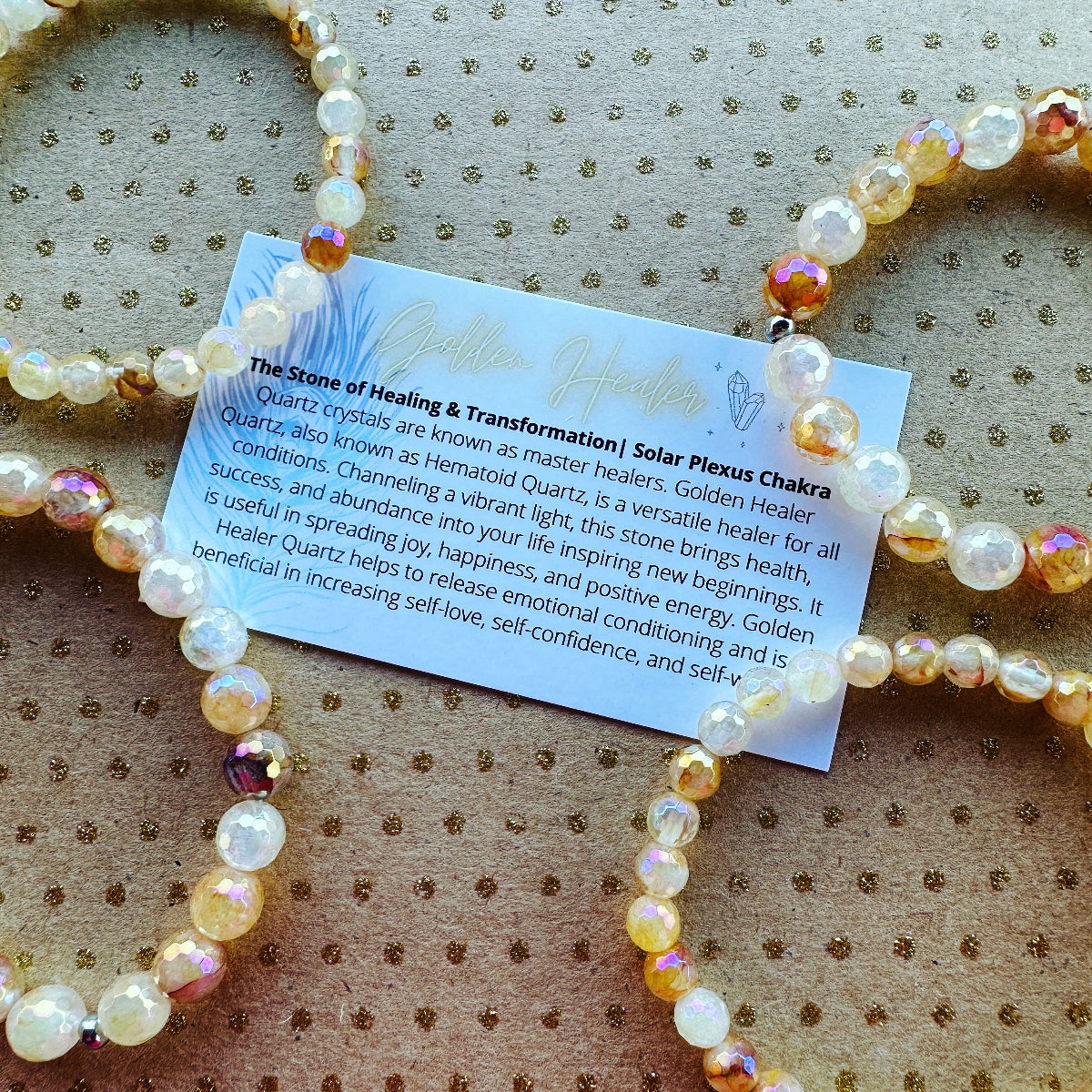 Golden Healer Quartz beaded gemstone bracelet