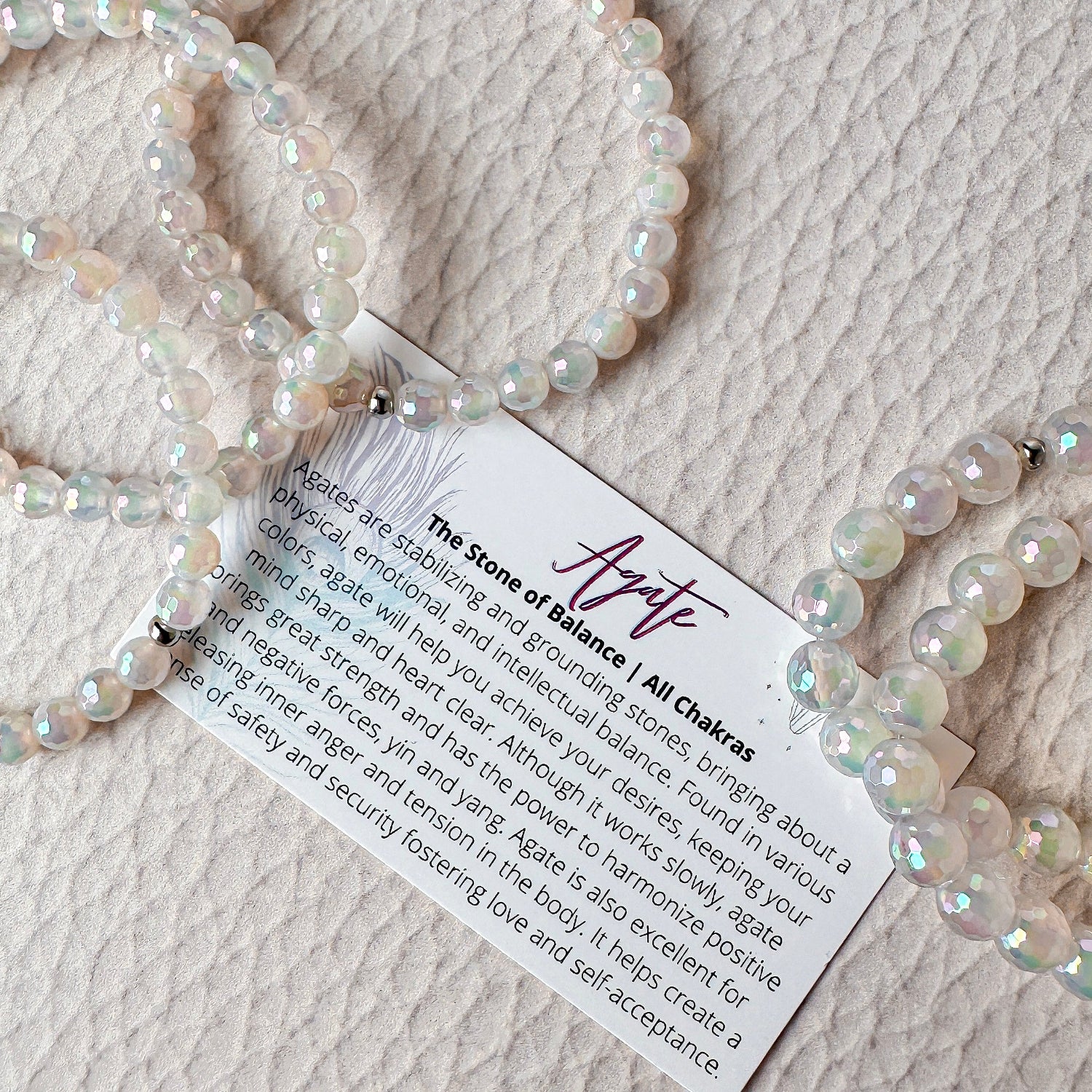 White Agate beaded gemstone bracelet