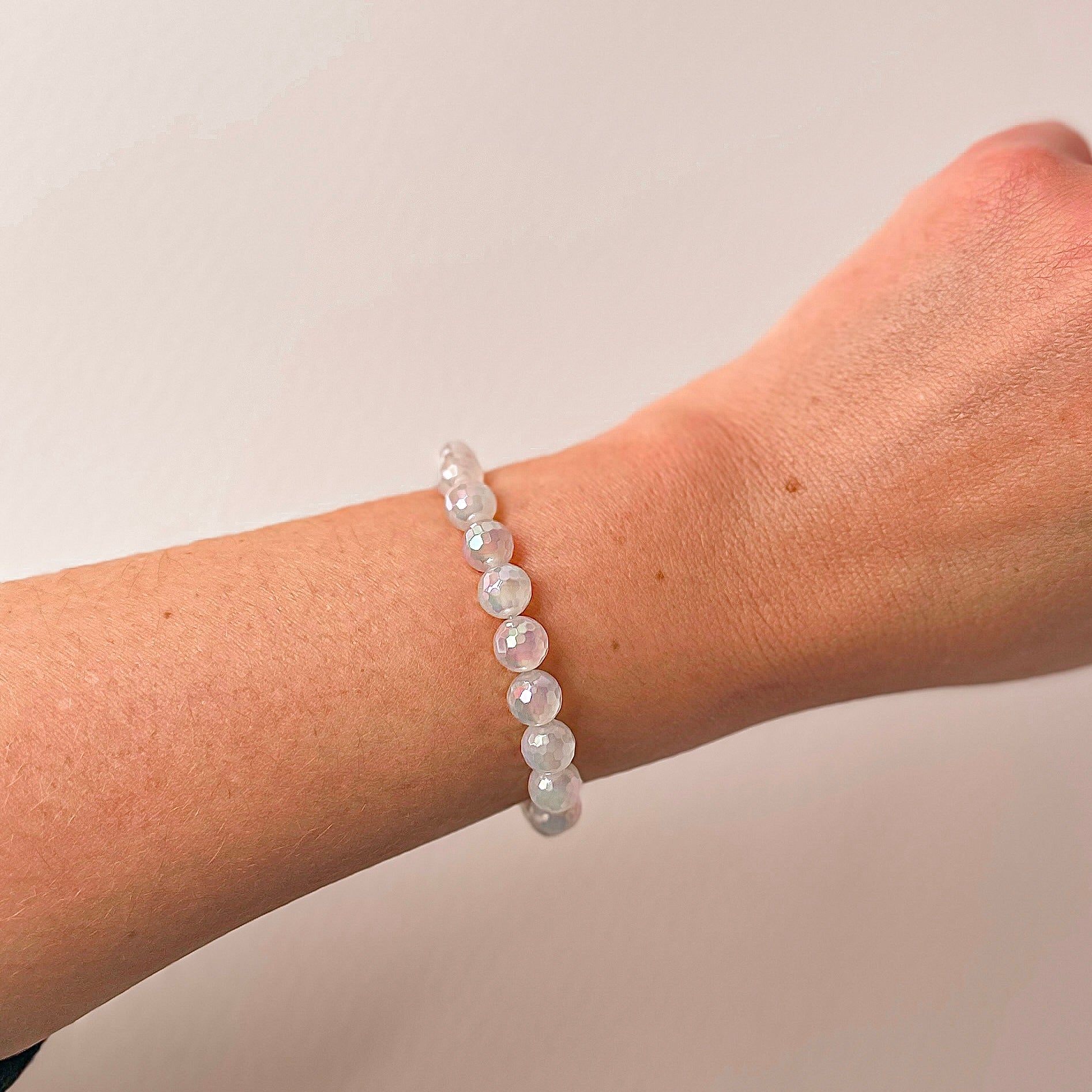 Balance - Mystic White Agate Faceted Stacker Bracelet