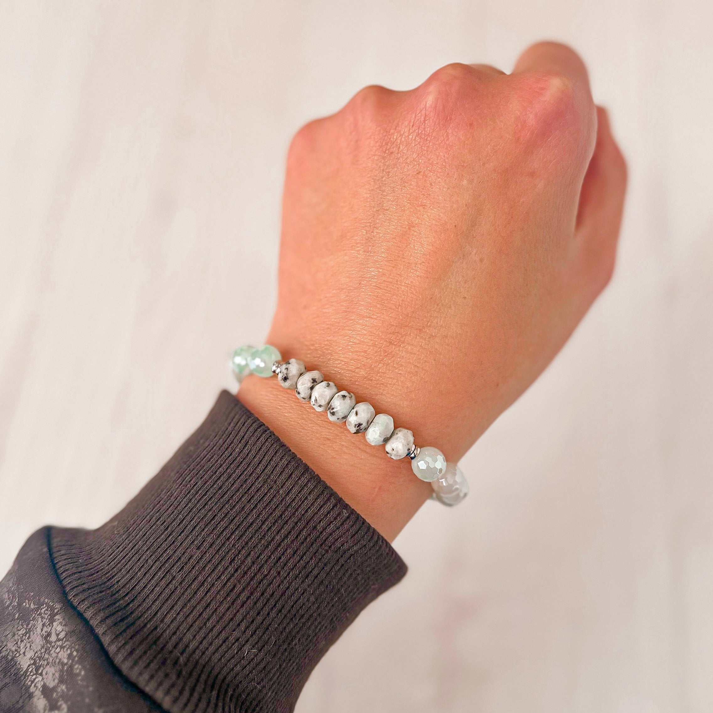 Positive Purpose - Kiwi Jasper and Light Blue Agate Bracelet