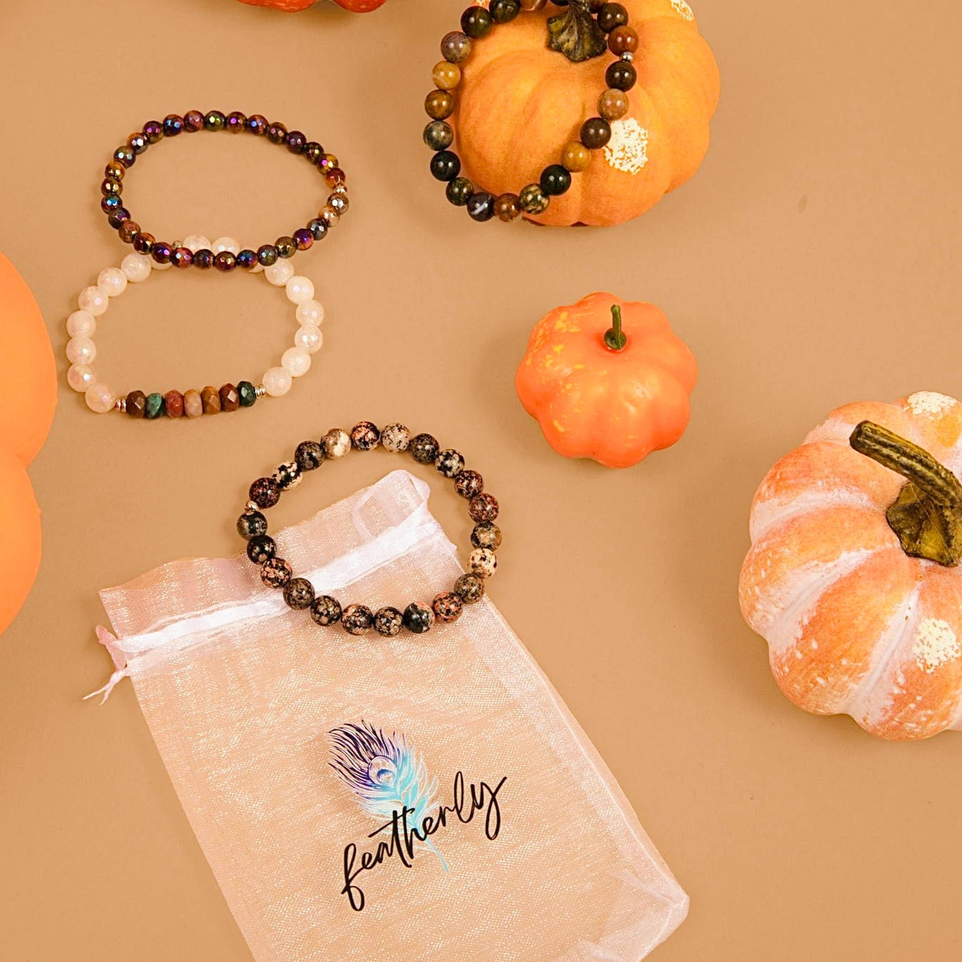 Featherly Vibes Fall Crystal Gemstone Beaded Bracelets