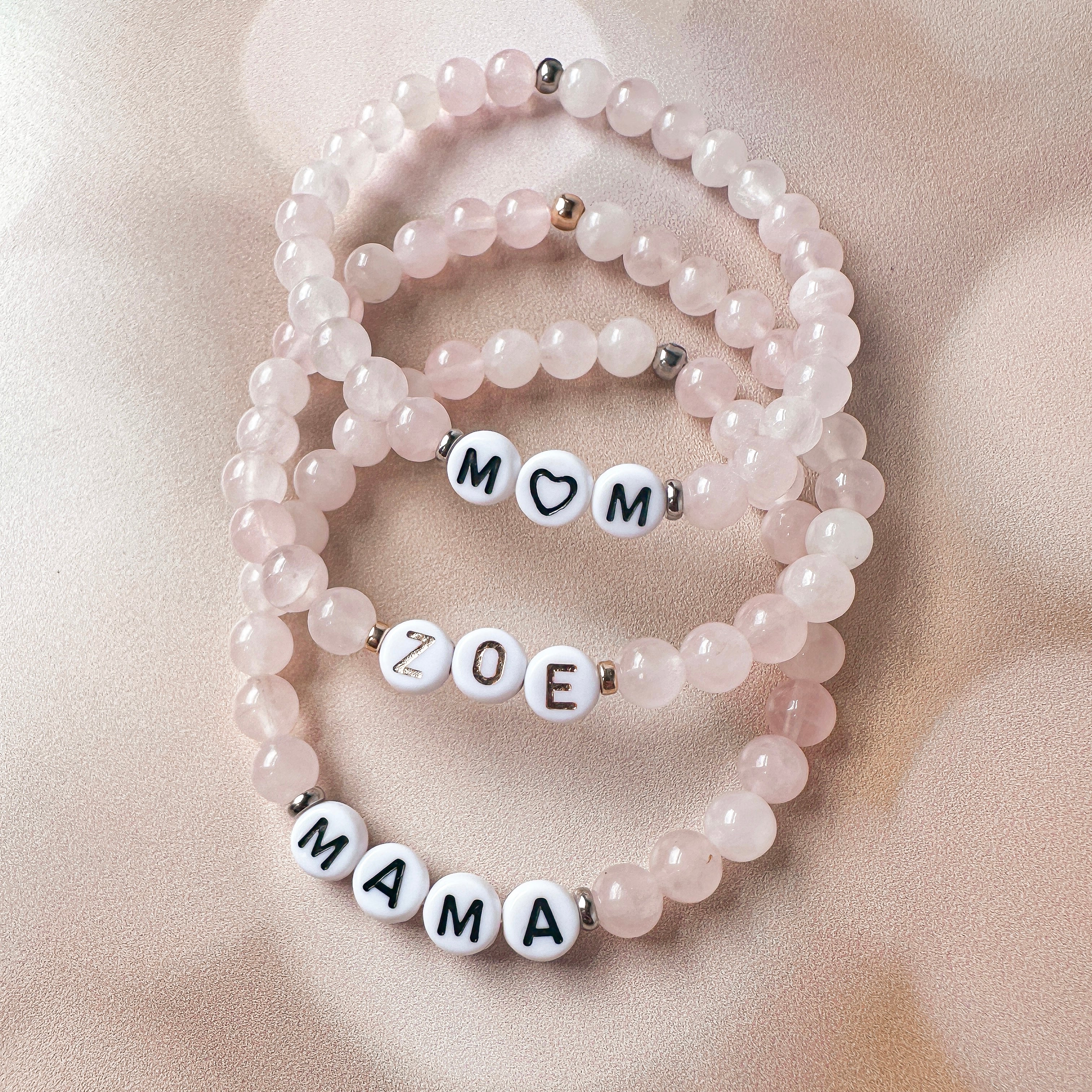 Rose Quartz Mini Personalized Bracelet