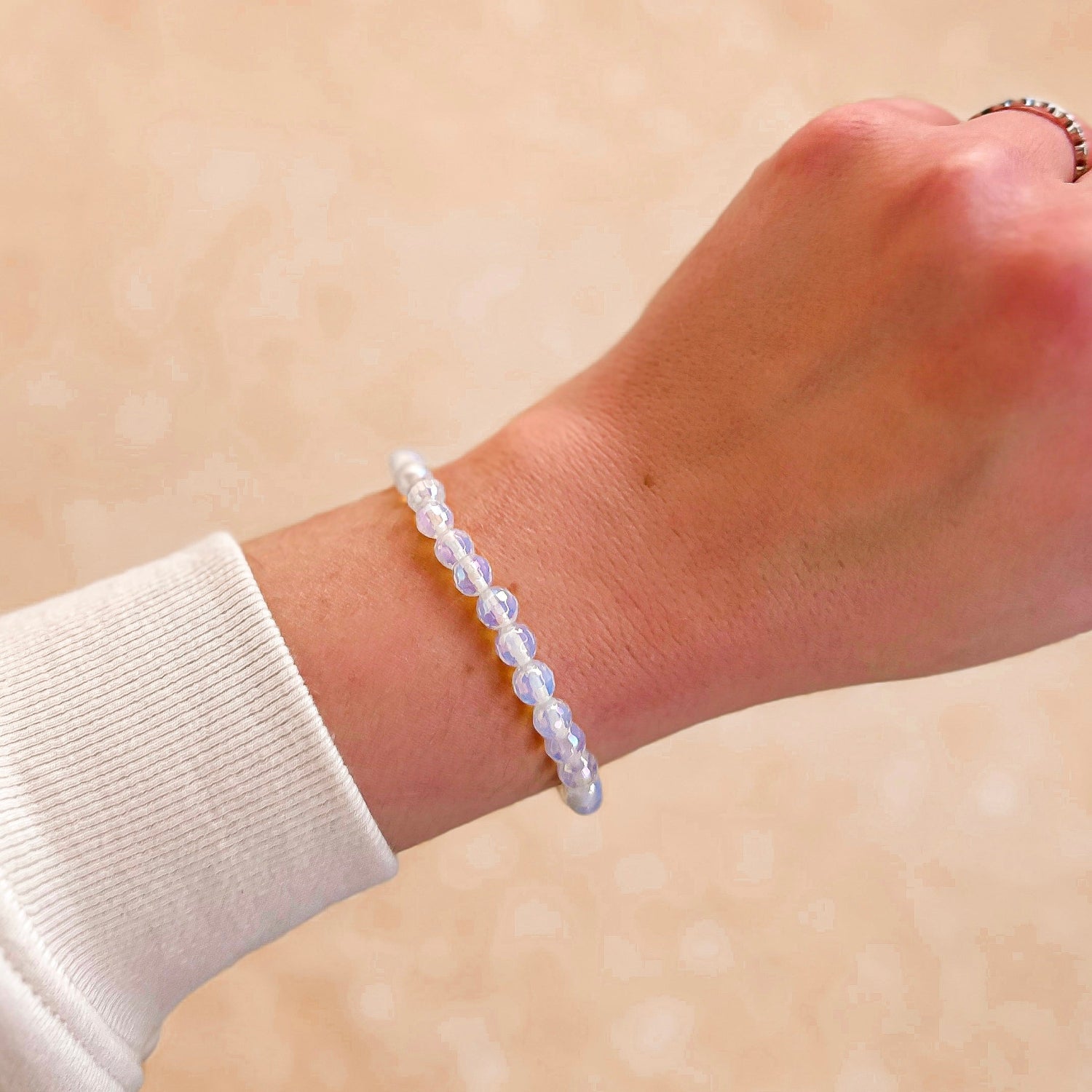 mini stacker bracelet from featherly in mystic opalite