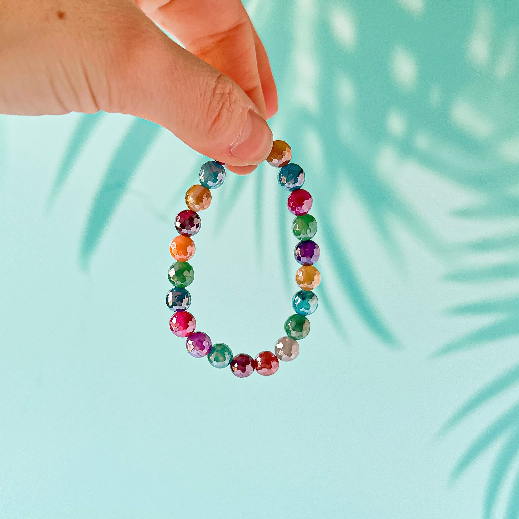 Balance - Rainbow Banded Agate Faceted Stacker Bracelet