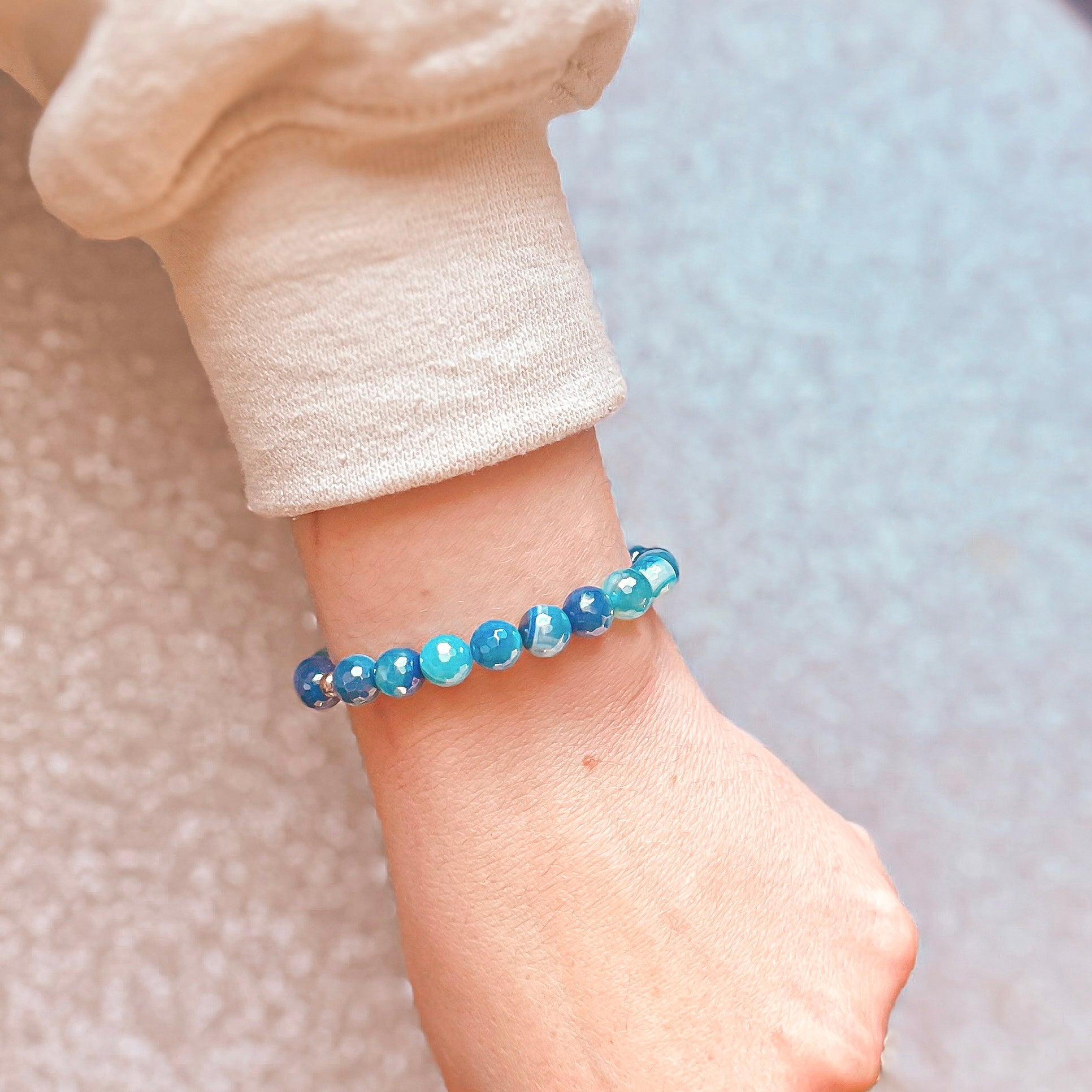 Balance - Blue Banded Agate Faceted Stacker Bracelet