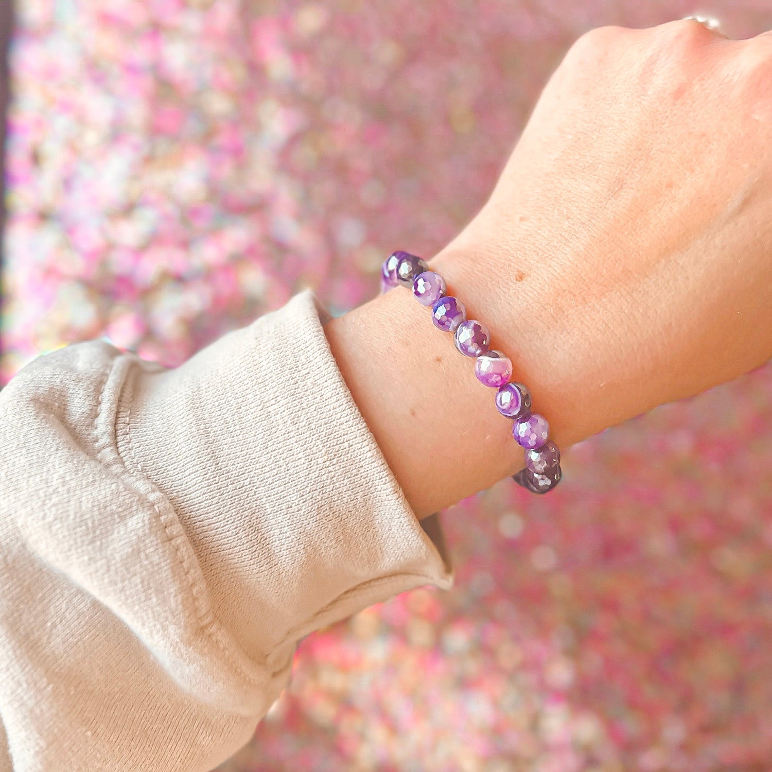 stacker bracelet from featherly in purple banded agate