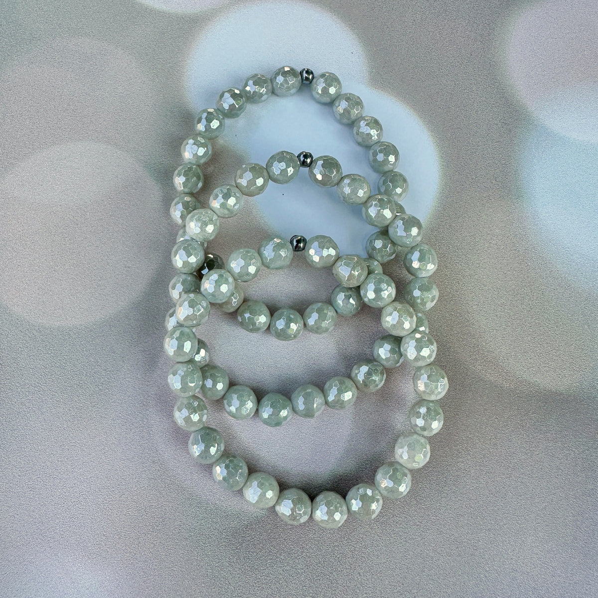 Beige Jade Faceted Stacker Bracelet
