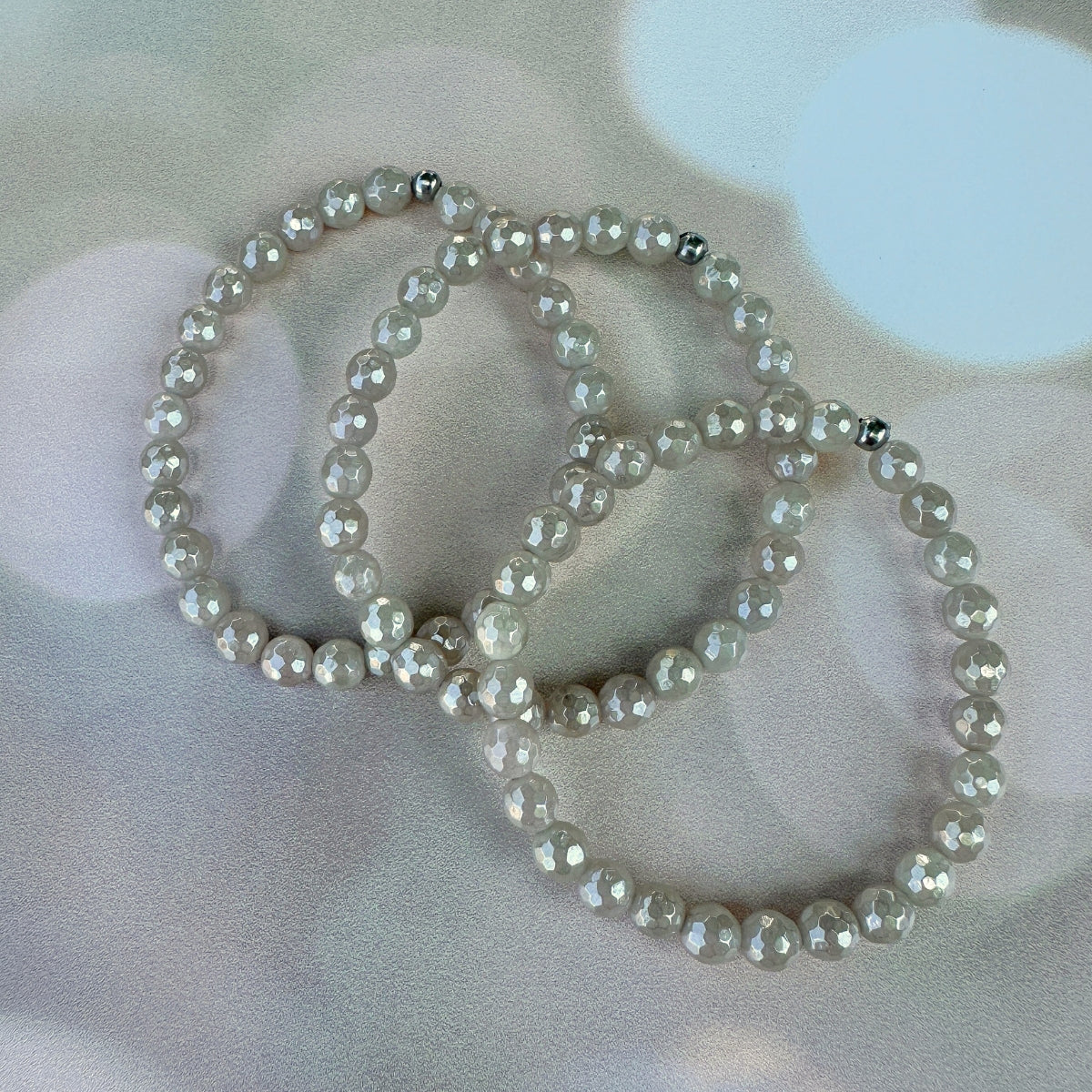 Beige Jade Faceted Mini Stacker Bracelet