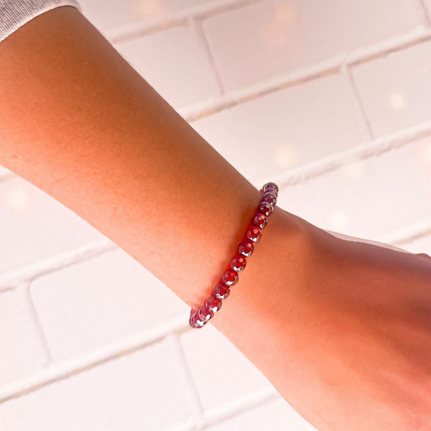 Balance - Black Cherry Agate Faceted Mini Stacker Bracelet