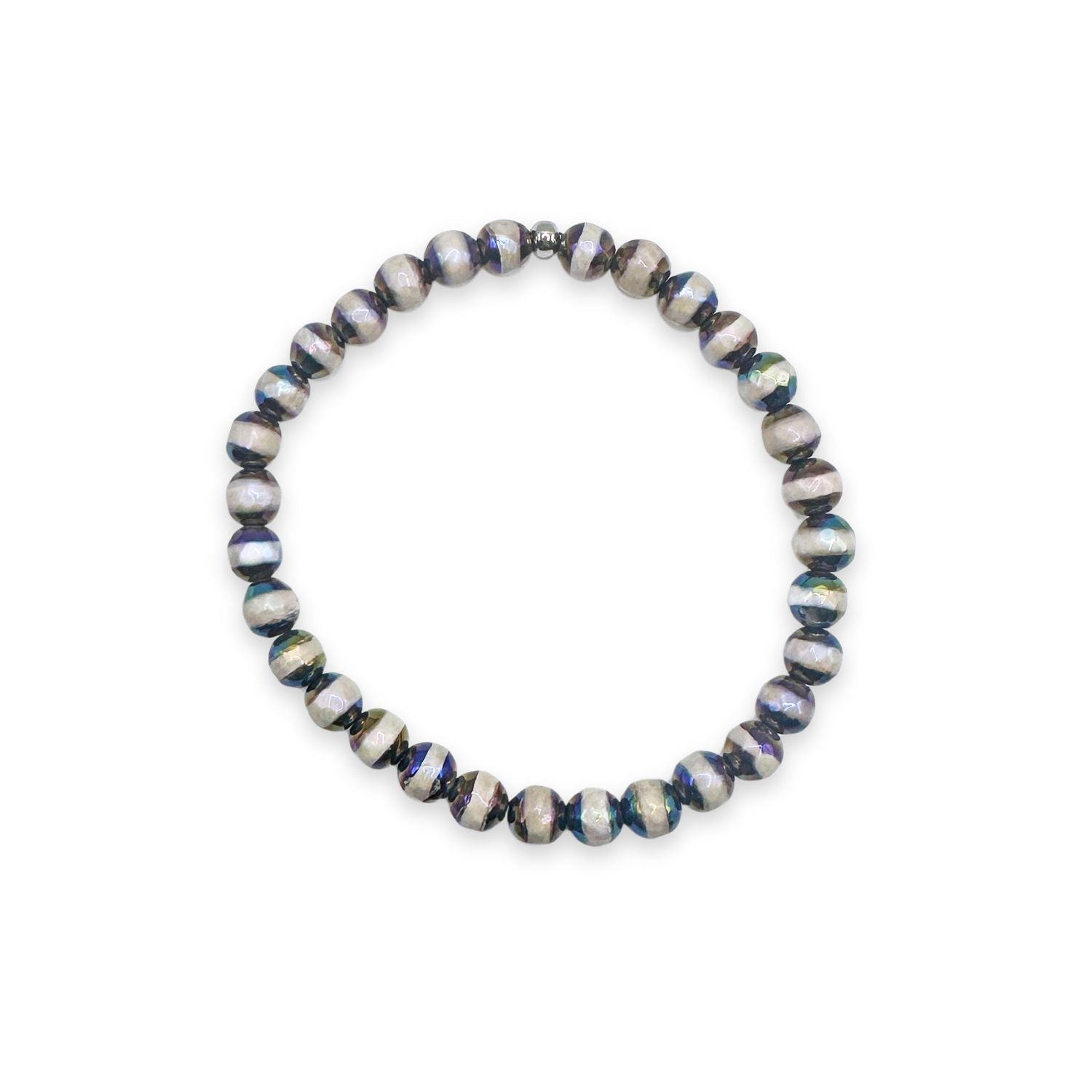 womens beaded bracelet in 6mm black lined tibetan agate from Featherly
