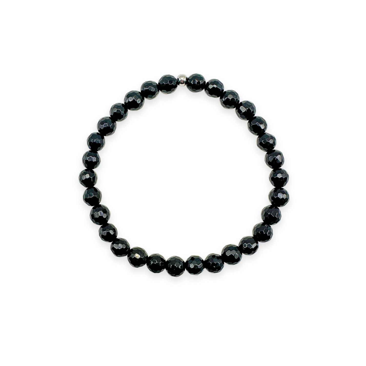 womens beaded bracelet in 6mm faceted black onyx from Featherly