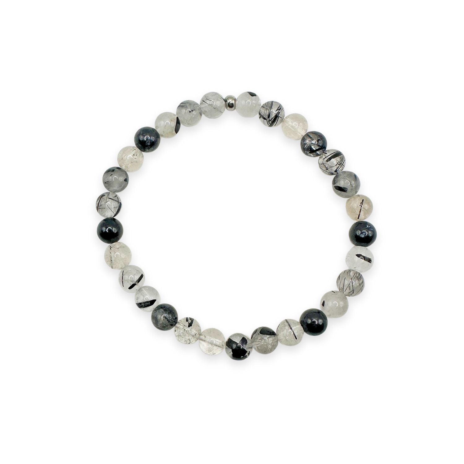 womens beaded bracelet in 6mm black rutilated quartz from Featherly