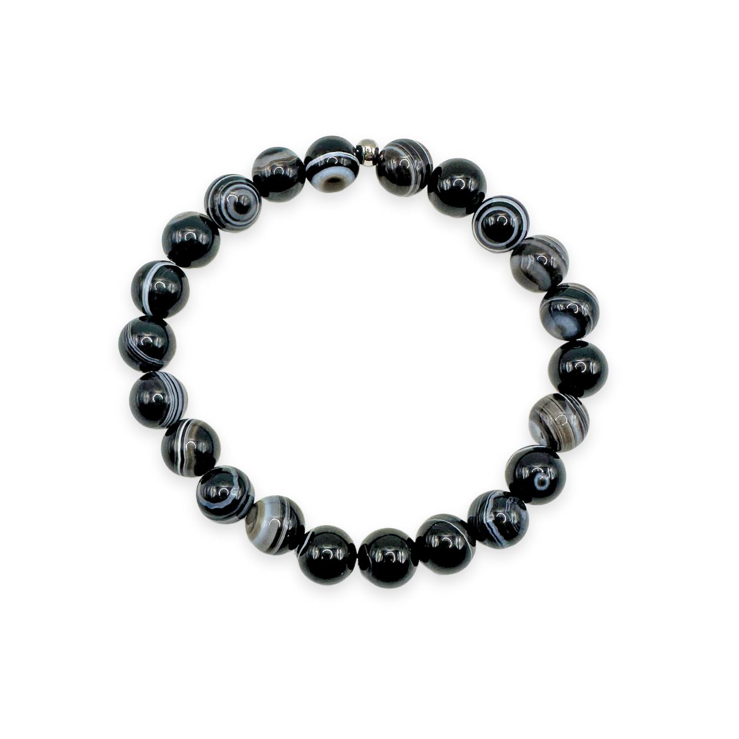womens beaded bracelet in 8mm black striped agate from Featherly