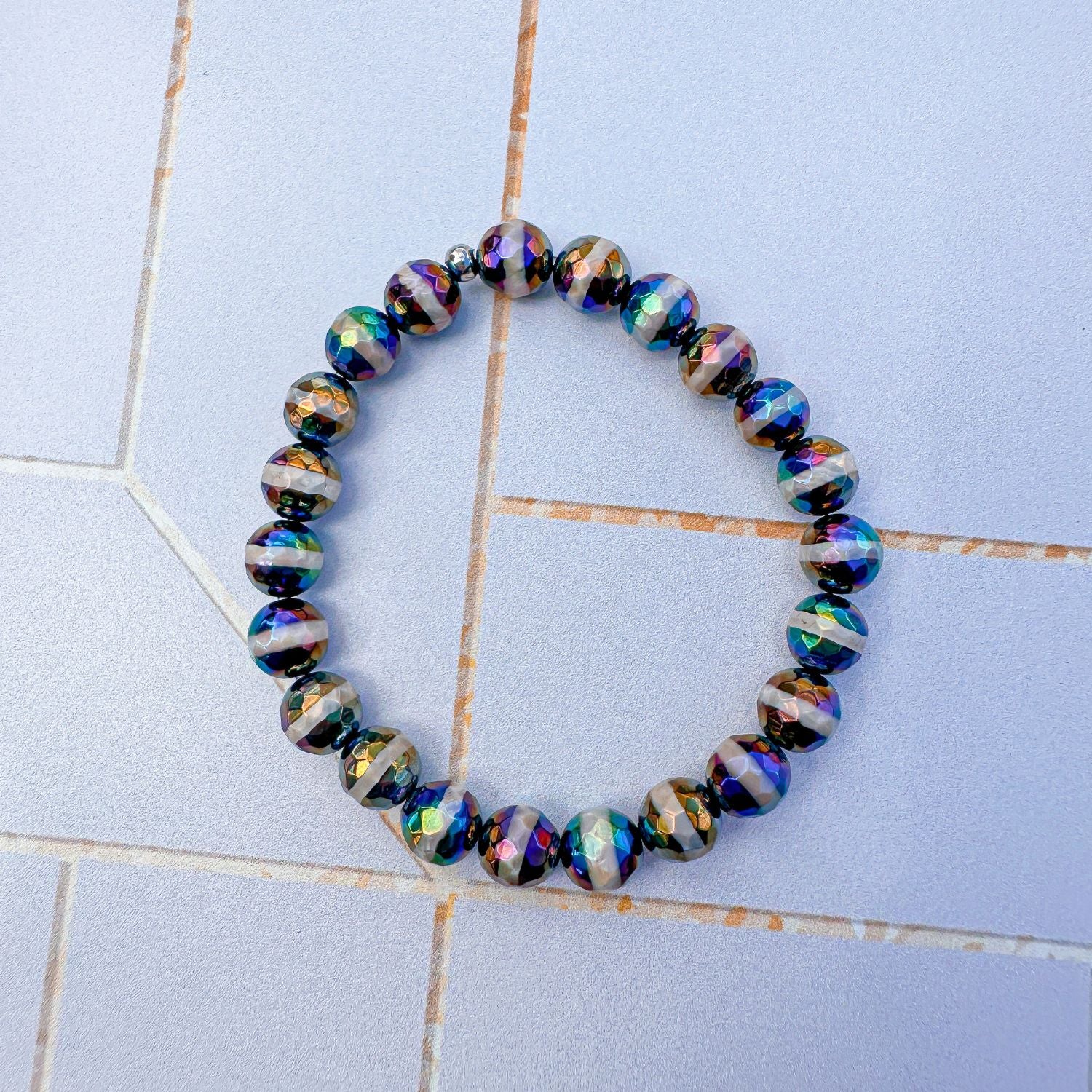 black and white beaded bracelet