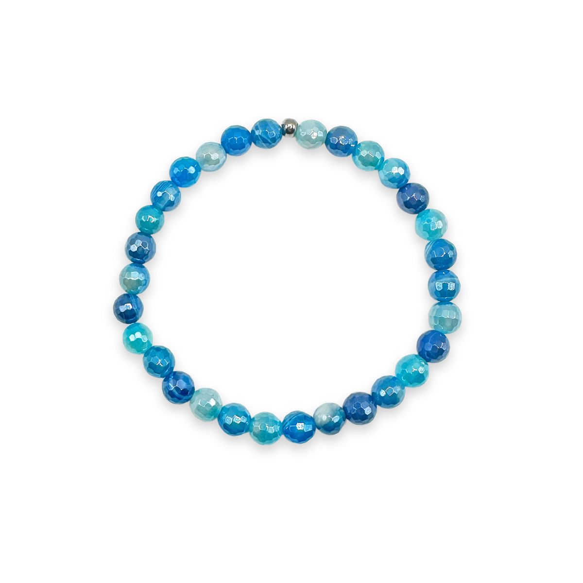 womens beaded bracelet in 6mm blue banded agate from Featherly