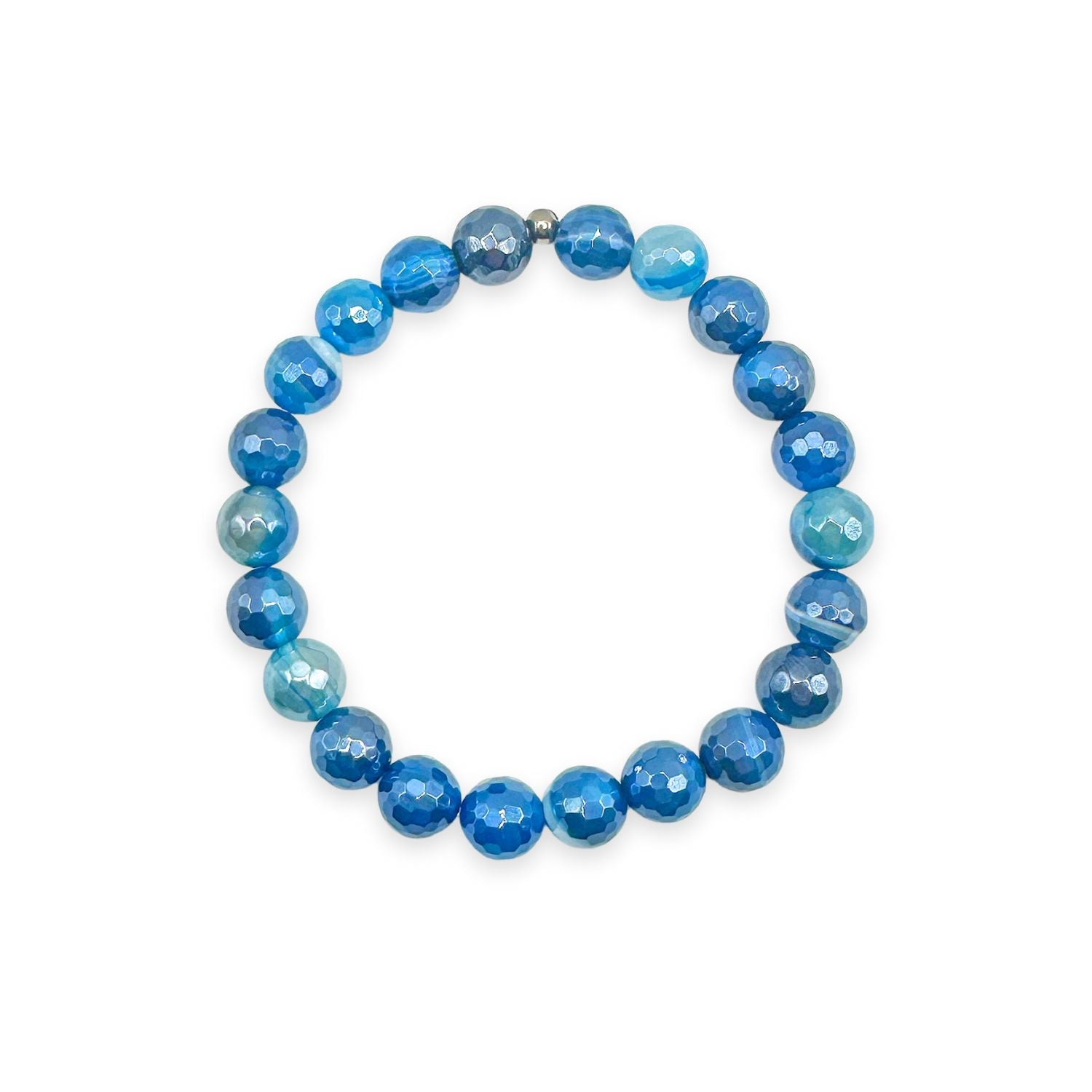 womens beaded bracelet in 8mm blue banded agate from Featherly