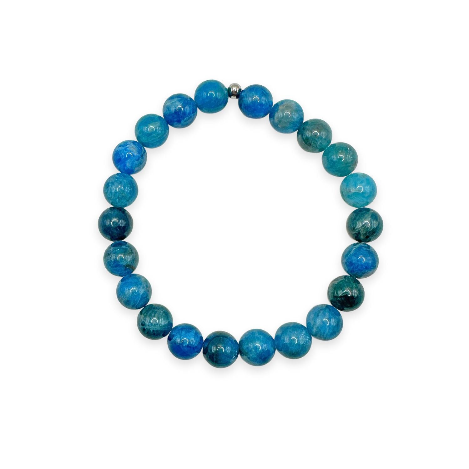 womens beaded bracelet in 8mm blue apatite from Featherly