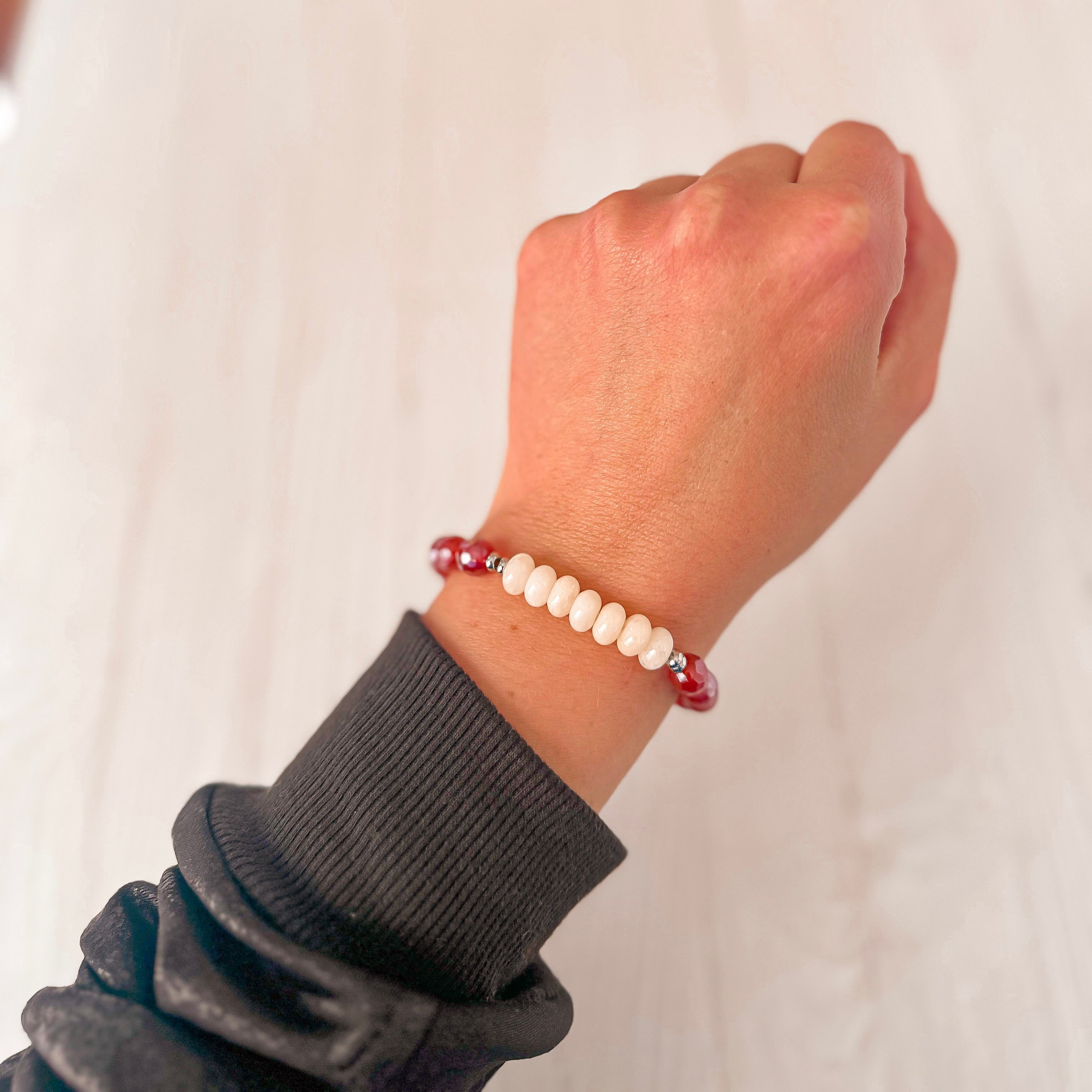 Positive Purpose - Red Agate and Cream Jade