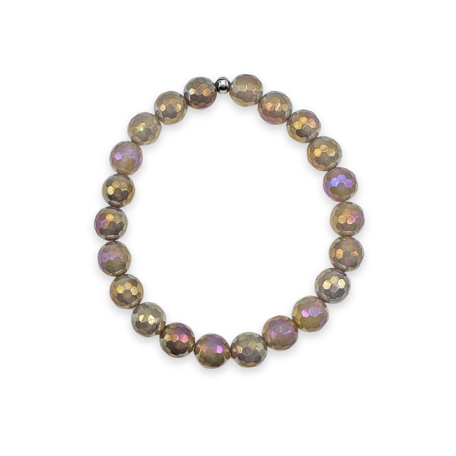 womens beaded bracelet in 8mm champagne gray agate from Featherly
