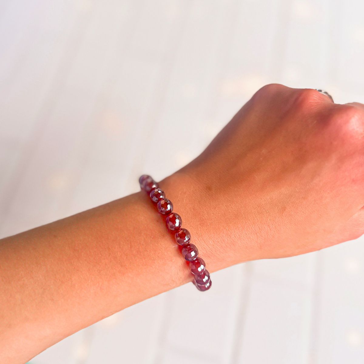 stacker bracelet from featherly in black cherry agate