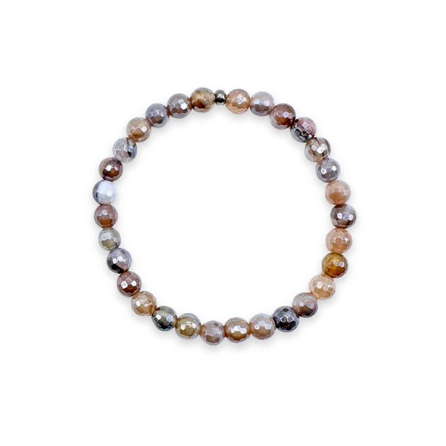 womens beaded bracelet in 6mm coffee agate from Featherly