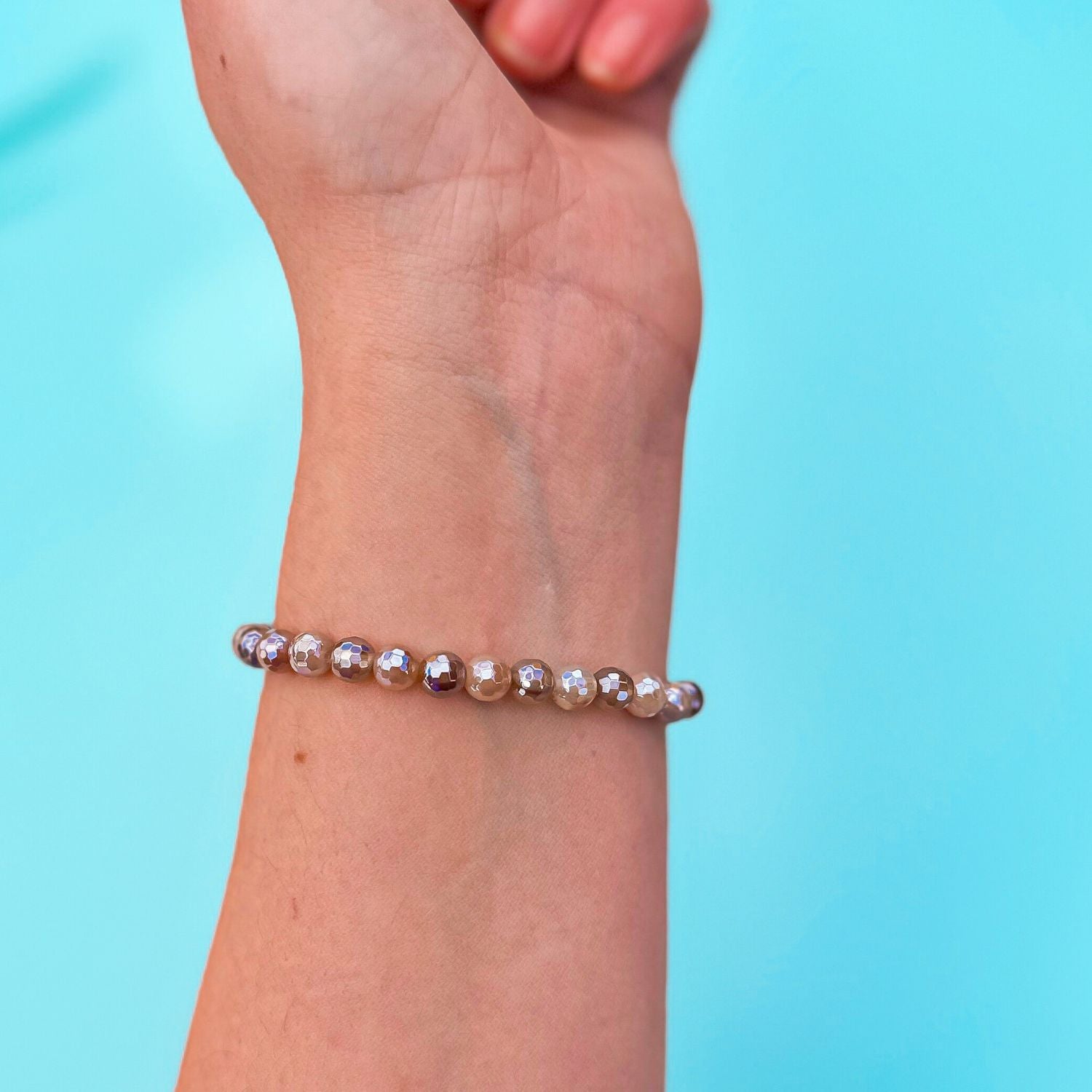 mini stacker women's bracelet from featherly in coffee agate