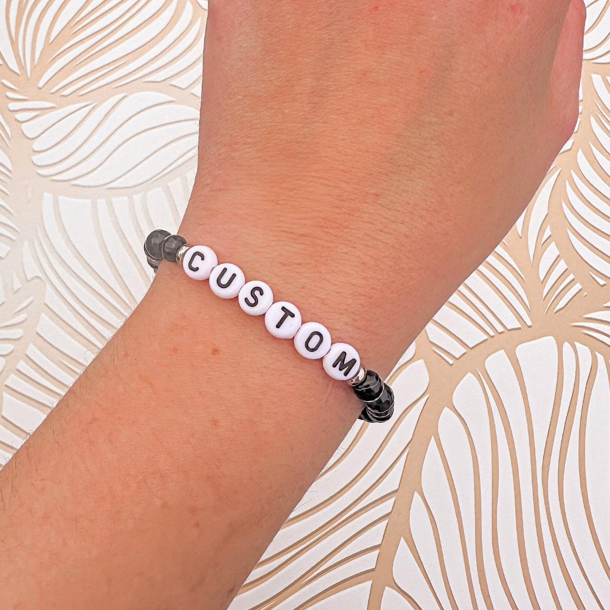 Black Striped Agate Mini Personalized Bracelet