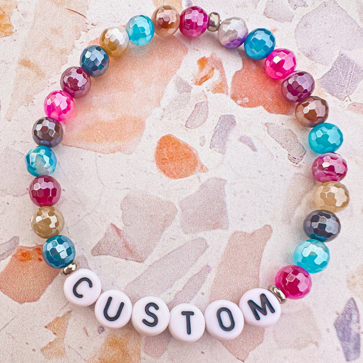 Multicolored Agate Mini Personalized Bracelet