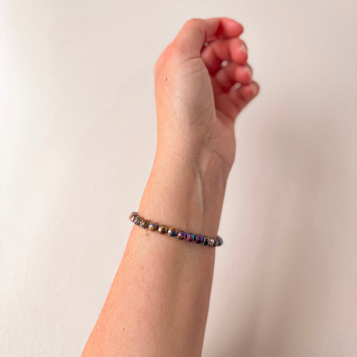 mini stacker bracelet from featherly in rainbow tiger's eye
