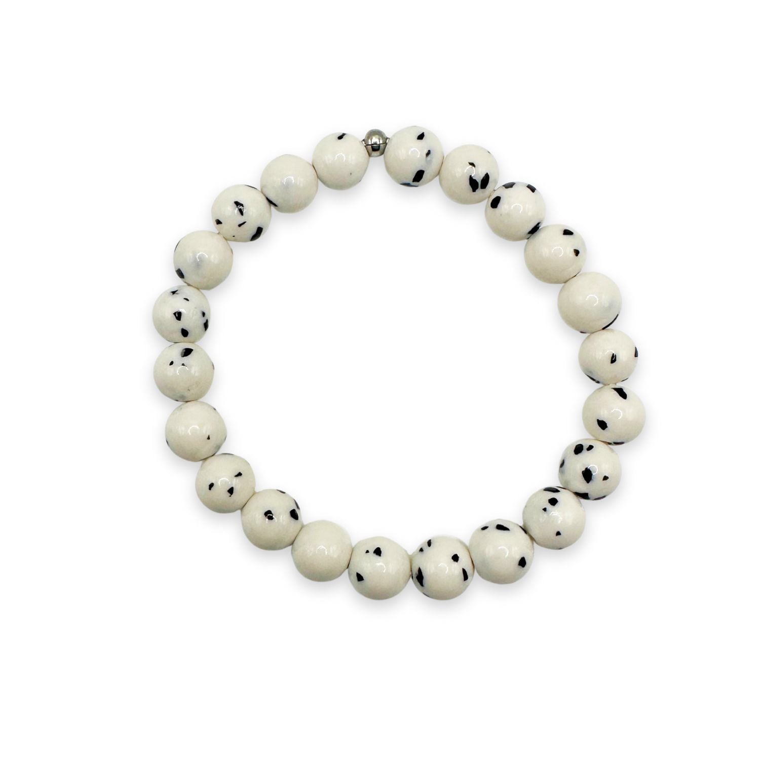 womens beaded bracelet in 8mm dalmatian jade from Featherly