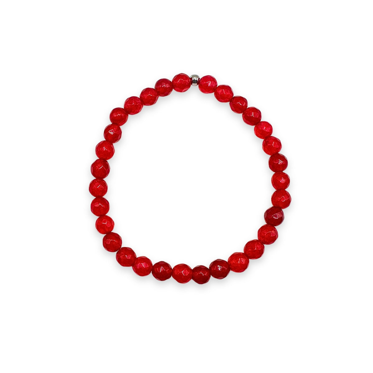 Featherly Red Jade Faceted Mini Stacker Gemstone Beaded Stretch Bracelet