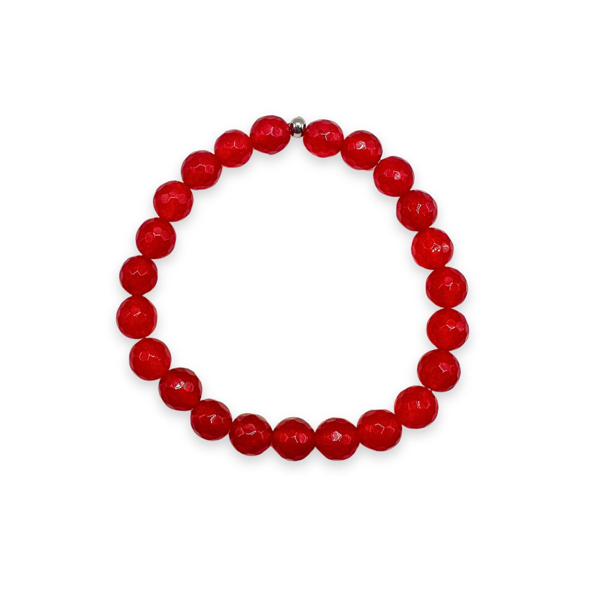 Featherly Red Jade Faceted Stacker Bracelet Crystal Gemstone Beaded Bracelet