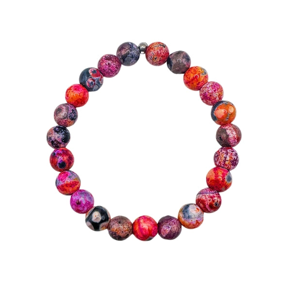 Sunset Multicolor Agate Stacker Beaded Crystal Gemstone Bracelet