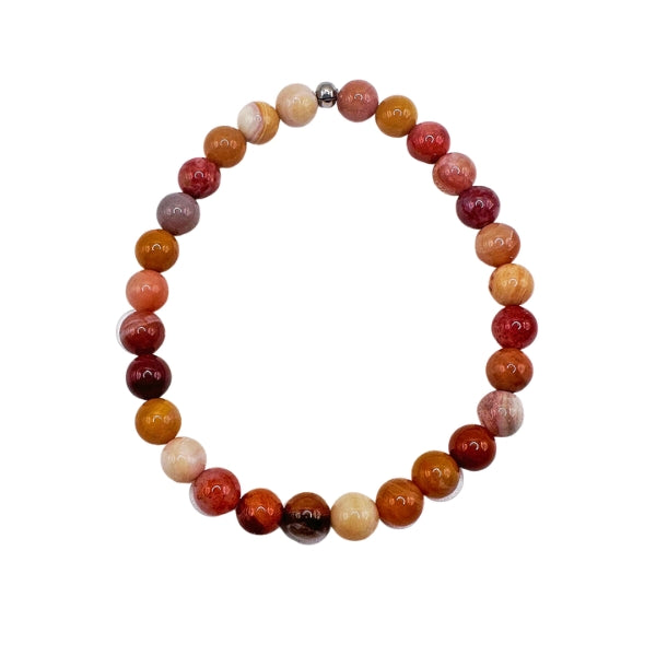 Featherly Petrified Wood Agate Mini Stacker Beaded Crystal Gemstone Bracelet