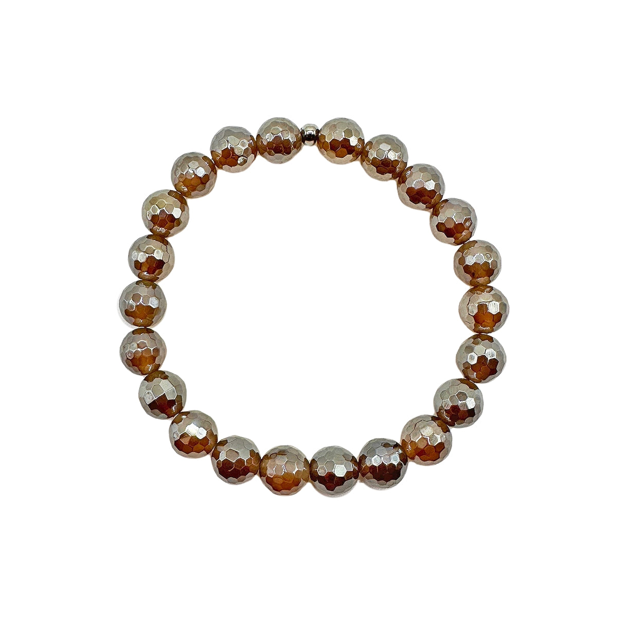 Featherly Bronze Agate Faceted Stacker Crystal Gemstone Beaded Bracelet